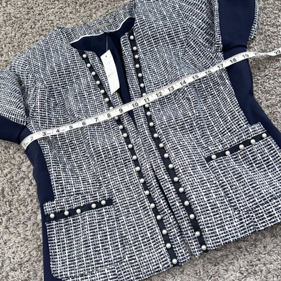 White House black market size 10 skirt suit blue Pearl ecru tweed skirt blazer - Picture 13 of 13